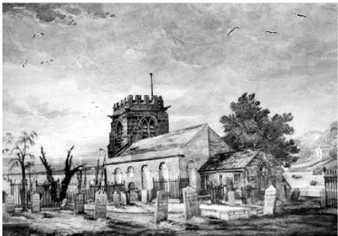 Old church from south 1846